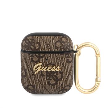 GUA24GSMW Guess 4G Script PC/PU Pouzdro pro Airpods 1/2 Brown thumb