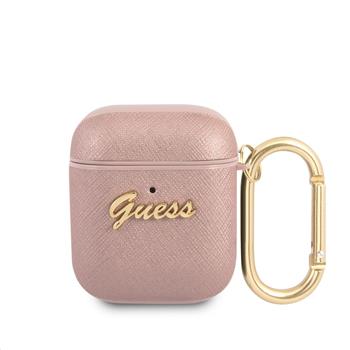 GUA2SASMP Guess Saffiano PC/PU Metal Logo Pouzdro pro Airpods 1/2 Pink thumb