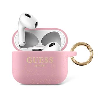 GUA3SGGEP Guess Glitter Printed Logo Silikonove Pouzdro pro Airpods 3 Pink thumb