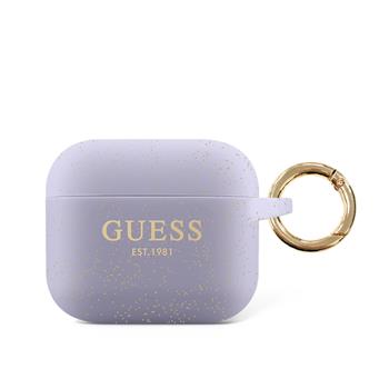 GUA3SGGEU Guess Glitter Printed Logo Silikonove Pouzdro pro Airpods 3 Violet thumb