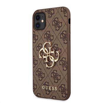 GUHCN614GMGBR Guess PU 4G Metal Logo Zadni Kryt pro iPhone 11 Brown thumb