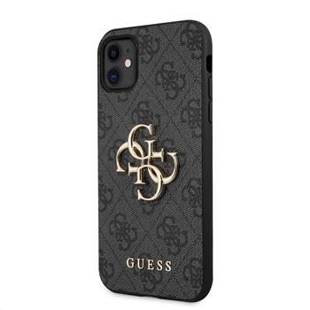 GUHCN614GMGGR Guess PU 4G Metal Logo Zadni Kryt pro iPhone 11 Grey thumb