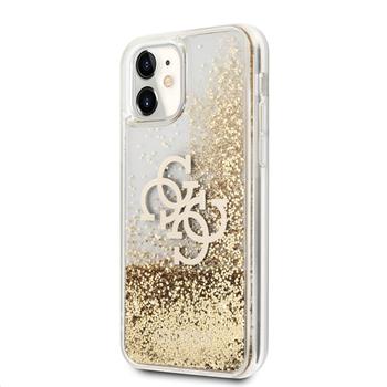 GUHCN61LG4GGO Guess TPU Big 4G Liquid Glitter Gold Zadni Kryt pro iPhone 11 Transparent thumb