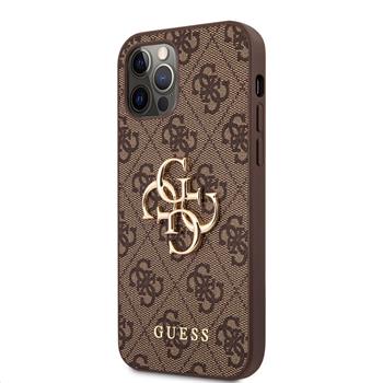 GUHCP12L4GMGBR Guess PU 4G Metal Logo Zadni Kryt pro iPhone 12 Pro Max Brown thumb