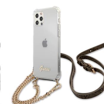GUHCP12LKC4GSGO Guess PC Gold 4G Chain and Script Zadni Kryt pro iPhone 12 Pro Max Transparent thumb
