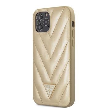 GUHCP12LPUVQTMLBE Guess V Quilted Zadni Kryt pro iPhone 12 Pro Max 6.7 Gold thumb