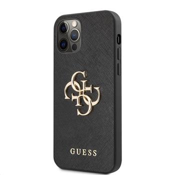GUHCP12LSA4GGBK Guess PU Saffiano Big 4G Metal Logo Zadni Kryt pro iPhone 12 Pro Max Black thumb