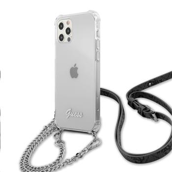 GUHCP12MKC4GSSI Guess PC Silver 4G Chain and Script Zadni Kryt pro iPhone 12/12 Pro Transparent thumb