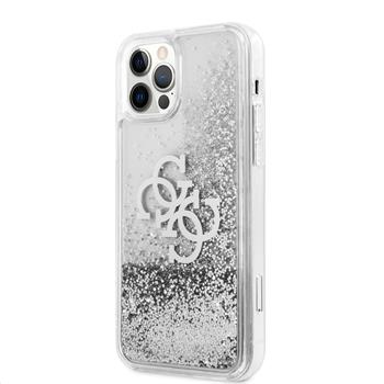 GUHCP12MLG4GSI Guess TPU Big 4G Liquid Glitter Silver Zadni Kryt pro iPhone 12/12 Pro Transparent thumb