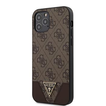 GUHCP12MPU4GHBR Guess 4G Triangle Zadni Kryt pro iPhone 12/12 Pro 6.1 Brown thumb