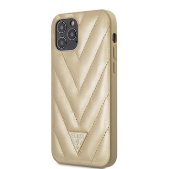 GUHCP12MPUVQTMLBE Guess V Quilted Zadni Kryt pro iPhone 12/12 Pro 6.1 Gold thumb