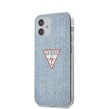 GUHCP12SPCUJULLB Guess PC/TPU Denim Triangle Zadni Kryt pro iPhone 12 mini 5.4 Light Blue thumb