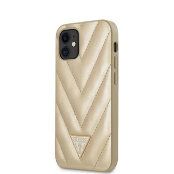 GUHCP12SPUVQTMLBE Guess V Quilted Zadni Kryt pro iPhone 12 mini 5.4 Gold thumb