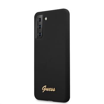 GUHCS21MLSLMGBK Guess Silicone Metal Logo Script Zadni Kryt pro Samsung Galaxy S21+ Black thumb