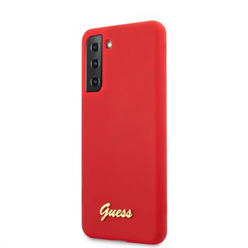 GUHCS21MLSLMGRE Guess Silicone Metal Logo Script Zadni Kryt pro Samsung Galaxy S21+ Red thumb