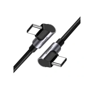 CABLU alimentare si date Ugreen, &quot;US323&quot;, Fast Charging Data Cable pt. smartphone, USB Type-C la USB Type-C 60W/3A Angled 90°, braided, 2m, negru &quot;70531&quot; (include TV 0.06 lei) - 6957303875313