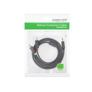 CABLU audio Ugreen, &quot;AV102&quot; stereo 3.5 mm jack (M) la 2 x RCA (T), 0.25m, conectori auriti, gri &quot;10561&quot; (include TV 0.18lei) - 6957303815616