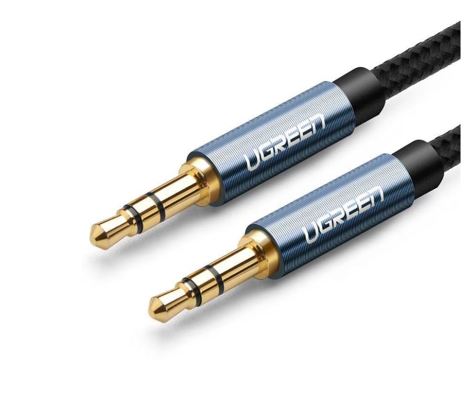 CABLU audio Ugreen, "AV112" stereo (3.5 mm jack T/T), 2m, conectori auriti, braided, albastru "60181" (include TV 0.18lei) - 6957303861811 thumb