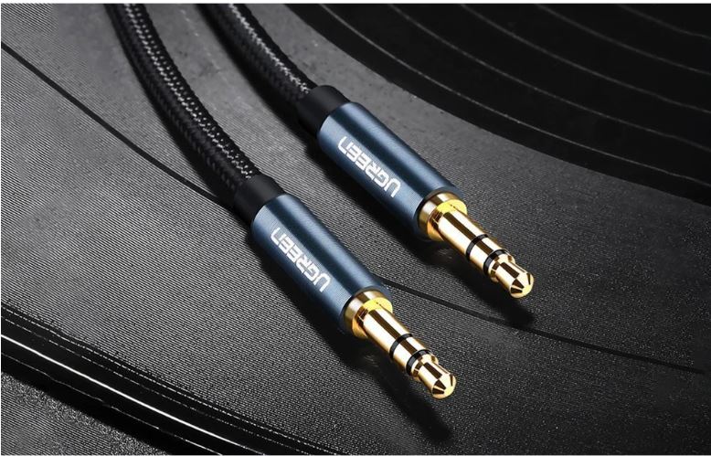 CABLU audio Ugreen, "AV112" stereo (3.5 mm jack T/T), 2m, conectori auriti, braided, albastru "60181" (include TV 0.18lei) - 6957303861811 thumb