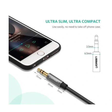 CABLU audio Ugreen, &quot;AV118&quot; stereo 3.5 mm jack (T) la 3.5 mm jack (M), 3m, conectori auriti, negru &quot;10595&quot; (include TV 0.18lei) - 6957303815951
