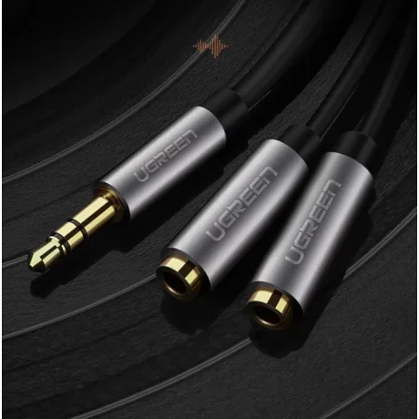 CABLU audio Ugreen, &quot;AV123&quot; stereo 3.5 mm jack (T) la 2 x 3.5 mm jack (M), 0.20 m, conectori auriti, alb &quot;10780&quot; (include TV 0.18lei) - 6957303817801