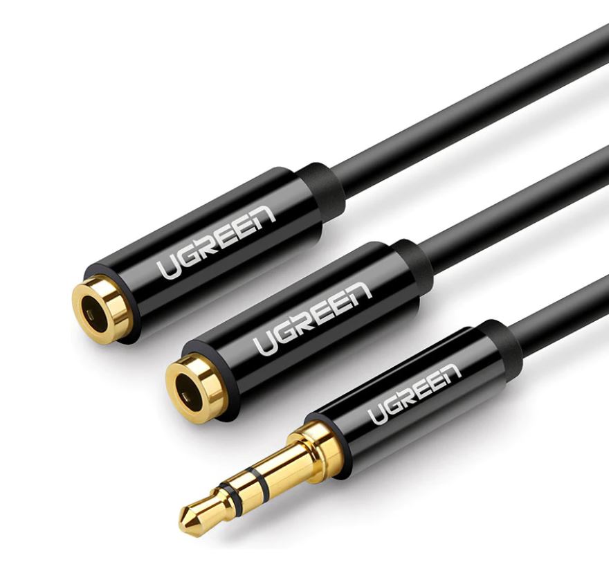 CABLU audio Ugreen, "AV134" stereo 3.5 mm jack (T) la 2 x 3.5 mm jack (M), 0.25 m, conectori auriti, negru "20816" (include TV 0.18lei) - 6957303828166 thumb