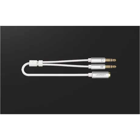 CABLU audio Ugreen, &quot;AV140&quot; stereo 2 x 3.5 mm jack (T) la 3.5 mm jack (M), 0.20 m, conectori auriti, alb &quot;10790&quot; (include TV 0.18lei) - 6957303817900