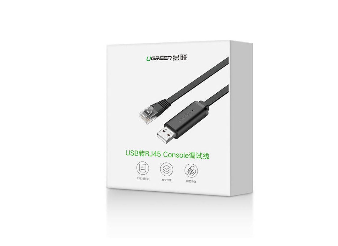 CABLU USB Ugreen adaptor, "CM204"  cablu consola USB 2.0 (T) la RJ-45(T), 1.5m, negru, "50773" (include TV 0.18lei) - 6957303857739 thumb