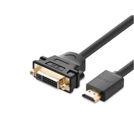 CABLU video Ugreen,  HDMI (T) la DVI (M), rezolutie maxima FHD (1920 x 1080), conectori auriti, 0.2m, negru &quot;20136&quot; (include TV 0.15 lei) - 6957303821365