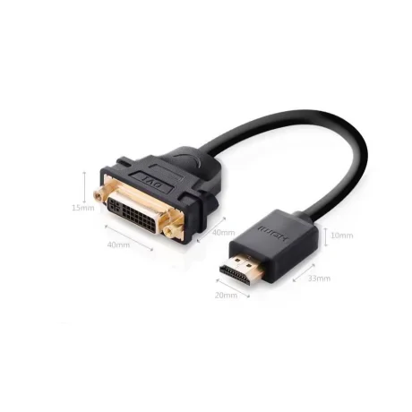 CABLU video Ugreen,  HDMI (T) la DVI (M), rezolutie maxima FHD (1920 x 1080), conectori auriti, 0.2m, negru &quot;20136&quot; (include TV 0.15 lei) - 6957303821365