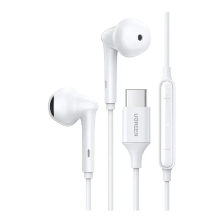CASTI Ugreen, &quot;EP101&quot;, intraauriculare - butoni, pt smartphone, microfon pe fir, conectare prin USB Type-C, lungime cablu 1.2m, alb, &quot;60700&quot;, (include TV 0.18lei) - 6957303867004