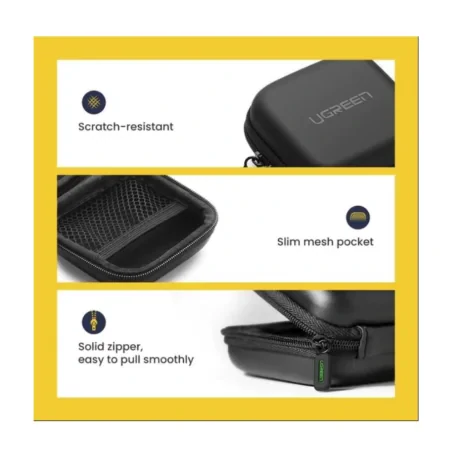 HUSA pentru casti Ugreen, &quot;LP128&quot; compartimentata in interior si pentru alte accesorii, negru &quot;40816&quot; - 6957303848164