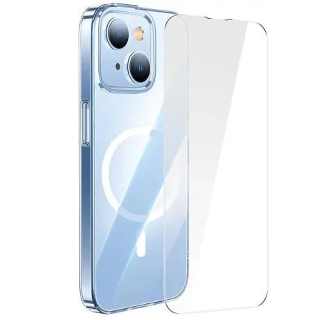 HUSA SMARTPHONE Baseus Crystal Series Magnetic Case, pentru Iphone 14, contine 1 x folie sticla display, material silicon, transparent &quot;ARJC000002&quot; - 6932172615024