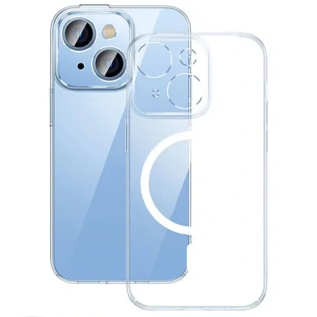 HUSA SMARTPHONE Baseus Crystal Series Magnetic Case, pentru Iphone 14, contine 1 x folie sticla display, material silicon, transparent &quot;ARJC000002&quot; - 6932172615024