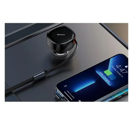 INCARCATOR auto Baseus Enjoyment, cablu inclus max 75cm, 1 x USB Type-C(T) max 5V/3A 30W, 1x Iphone Lightning 5V/3A total output 25 cm , pt. bricheta auto, negru &quot;CGTX000001&quot; (include TV 0.8lei) - 6932172607906