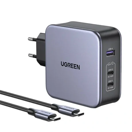 INCARCATOR retea Ugreen, Nexode &quot;CD289&quot; Quick Charge 140W GaN, 1 x USB, 2 x USB Tpe-C, negru &quot;90549&quot; (include timbru verde 0.75 lei) - 6957303895496