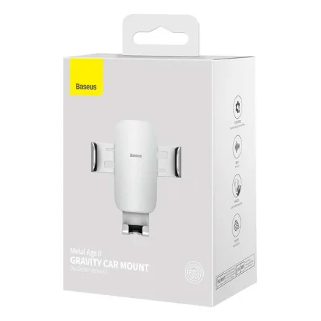 SUPORT AUTO Baseus Metal Age II pt. SmartPhone, fixare grila ventilatie, ofera posibilitatea reglarii unghiului de vizionare pe verticala si orizontala (360 de grade), argintiu &quot;SUJS000012&quot; - 6932172605230