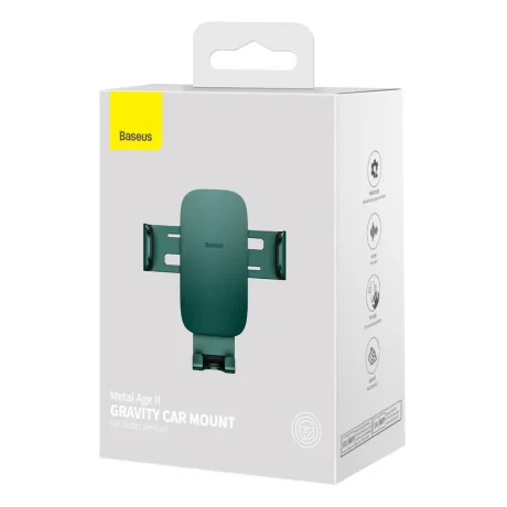 SUPORT AUTO Baseus Metal Age II pt. SmartPhone, fixare grila ventilatie, ofera posibilitatea reglarii unghiului de vizionare pe verticala si orizontala (360 de grade), verde &quot;SUJS000006&quot; - 6932172605247