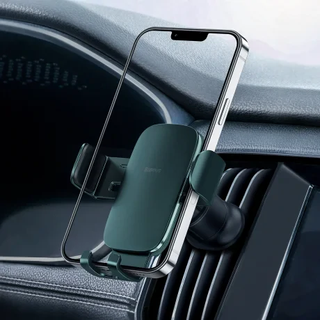 SUPORT AUTO Baseus Metal Age II pt. SmartPhone, fixare grila ventilatie, ofera posibilitatea reglarii unghiului de vizionare pe verticala si orizontala (360 de grade), verde &quot;SUJS000006&quot; - 6932172605247