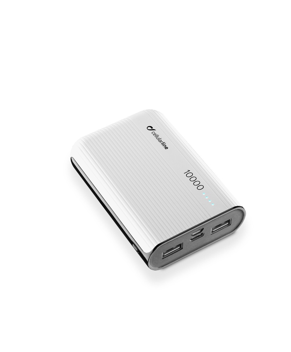 Baterie Externa Cellularline 10000mAh QC 3.0 2xUSB 12W Alb  thumb