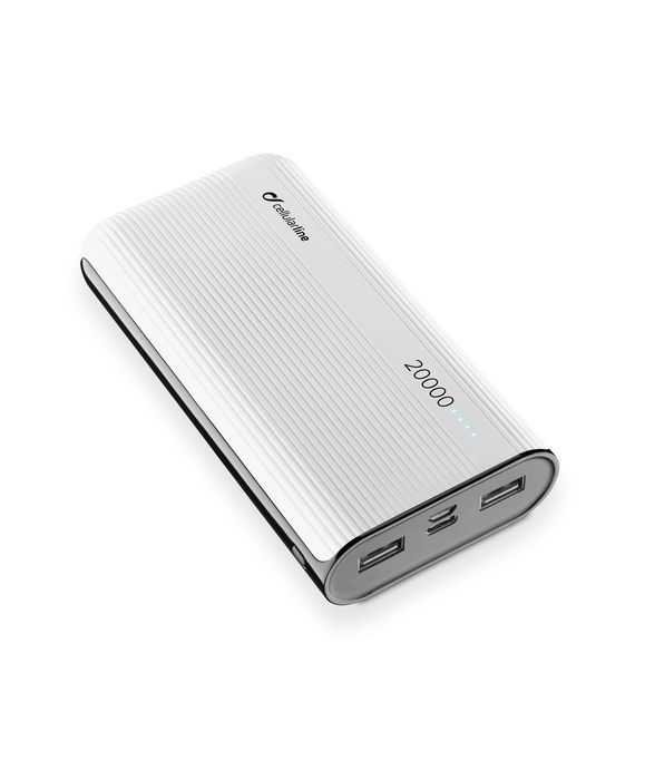 Baterie Externa Cellularline 20000mAh QC 3.0 2xUSB 12W Alb thumb