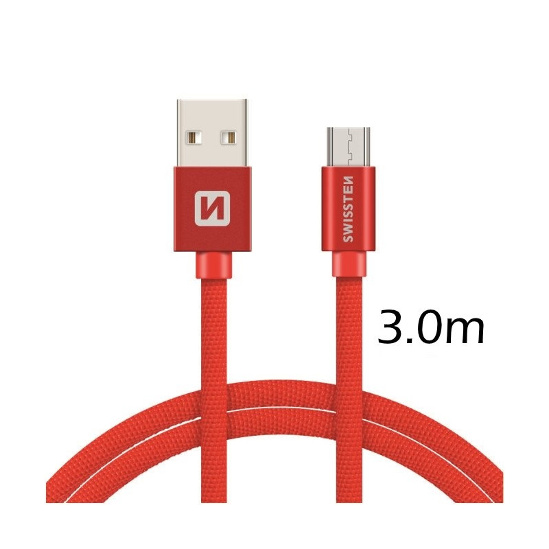 Cablu Date Micro Usb Swissten Textil 3m Rosu thumb