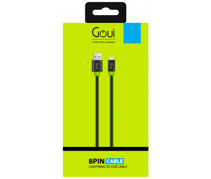 Cablu Date Usb to Lightning, Goui Fashion Flat G-LC8PINFBF-GK 1m Negru-Verde thumb