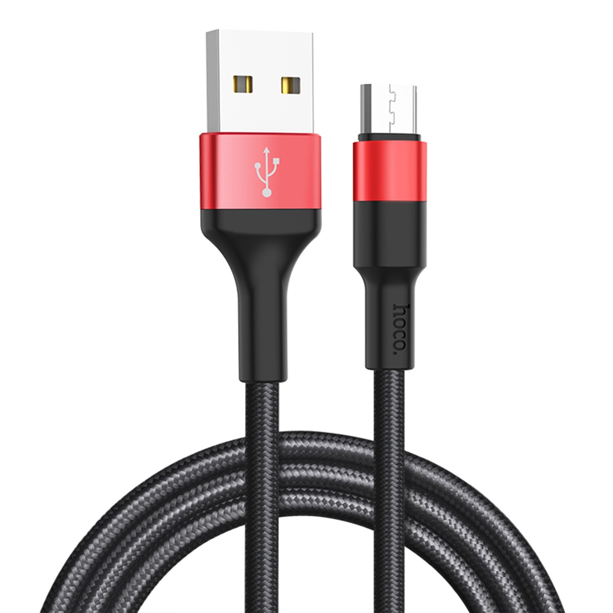 Cablu incarcare/transfer date Micro Usb, X26 Negru cu Rosu Hoco thumb