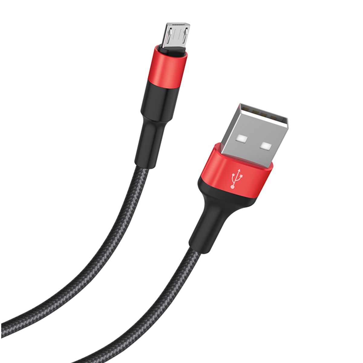 Cablu incarcare/transfer date Micro Usb, X26 Negru cu Rosu Hoco thumb