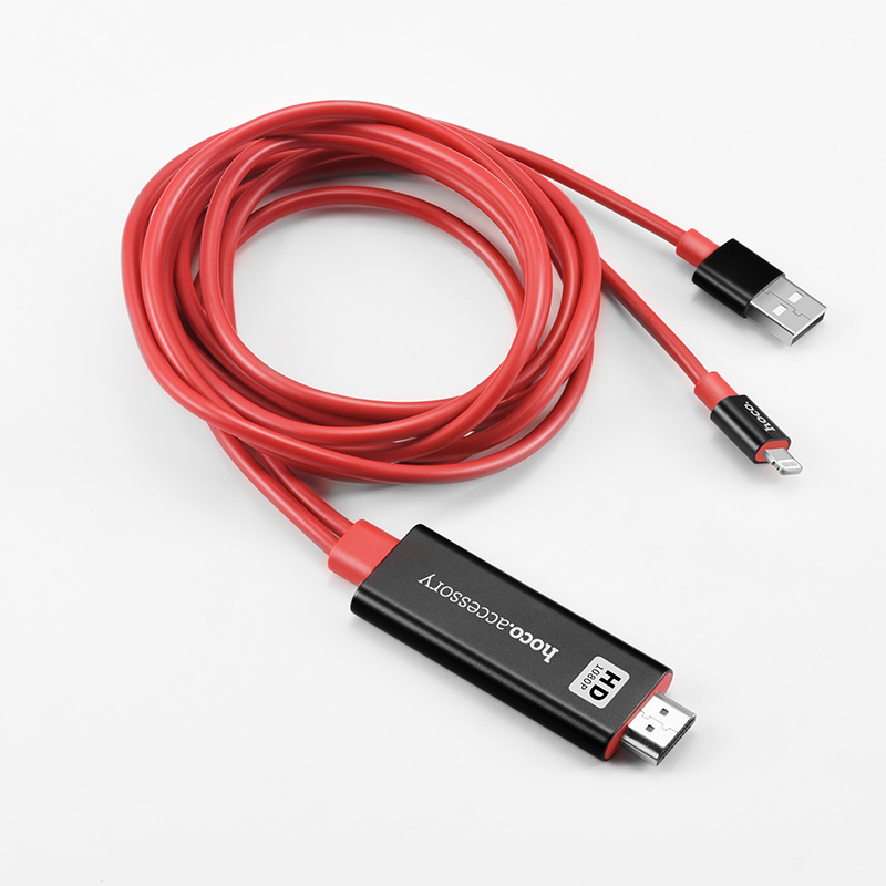 Cablu Lightning la HDMI, UA4 2M Negru-Rosu thumb