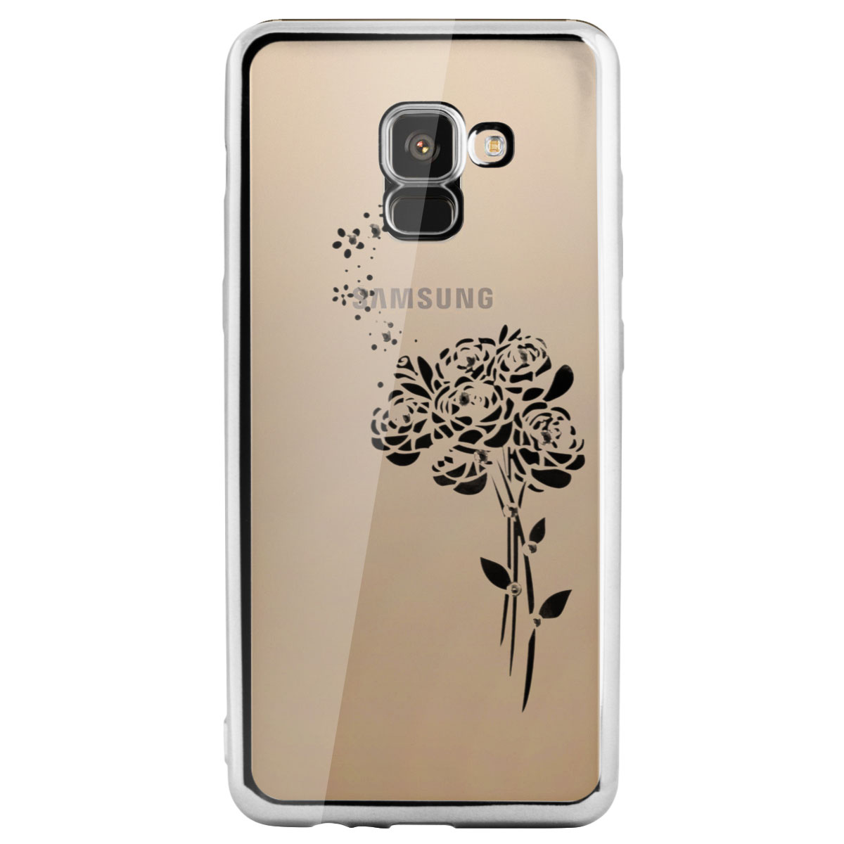 Carcasa Fashion Samsung Galaxy A8 Plus 2018 Roses Argintie Beeyo thumb