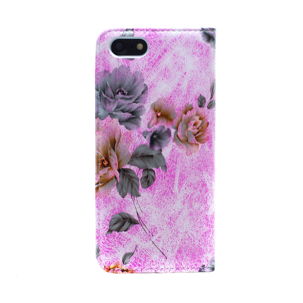 Husa Book Fashion iPhone 7/8/SE 2, Roz model flori thumb