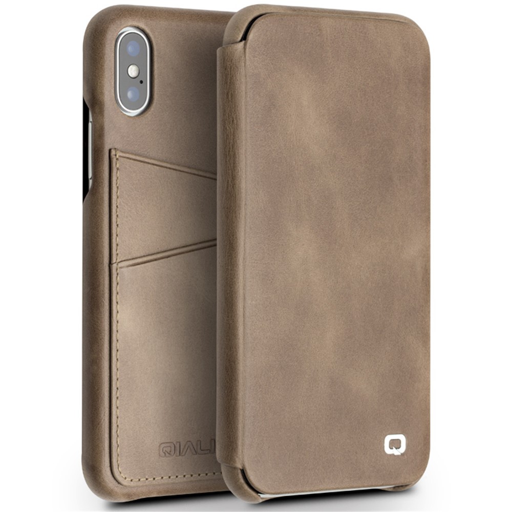 Husa Book iPhone X/Xs 5.8'' Qialino Khaki thumb