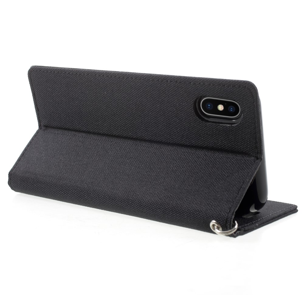 Husa Canvas iPhone X/Xs 5.8'' Stand Wallet Goospery Neagra thumb